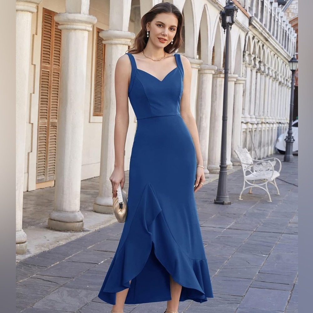 NWT GRACE KARIN Women's Long Formal Dresses Sleeveless V Neck Cocktail Blue, M